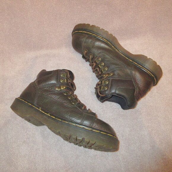 Vtg Dr. Doc Martens Boots Mens Size 8 Leather Chunky Combat Air Cushion Hiking - Picture 1 of 13